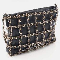 Pre Owned Chanel Shoulder Bag Lambskin Leather Black