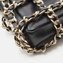 Pre Owned Chanel Shoulder Bag Lambskin Leather Black