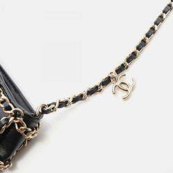 Pre Owned Chanel Shoulder Bag Lambskin Leather Black