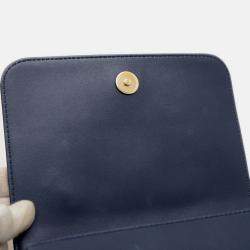 Pre Owned Chanel Coco Mark Mini Chain Shoulder Bag In Blue Calfskin
