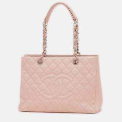 Pre Owned Chanel Matelasse Gst Chain Tote Bag In Caviar Pink