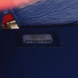 Pre Owned Chanel Cc Filigree Small Vanity Bag Shoulder Grained Calfskin Leather Blue Red White