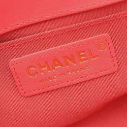 Pre Owned Chanel Boy Chanel Small Chevron V-Stitch Shoulder Bag In Lambskin Leather Pink