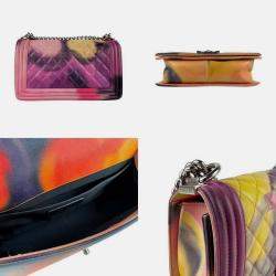 Pre Owned Chanel Boy Chanel Shoulder Bag Leather Metal Multicolor Silver