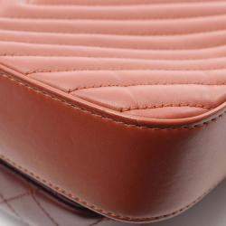 Pre Owned Chanel V-Stitch Chevron Shoulder Bag In Lambskin Leather Brown And Burgundy
