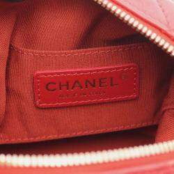 Pre Owned Chanel 19 Disneuf Matelasse Small Hobo Bag Shoulder In Lambskin Leather Red