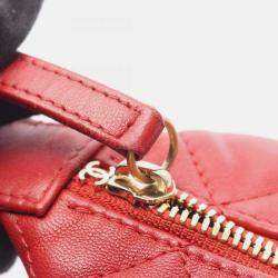 Pre Owned Chanel 19 Disneuf Matelasse Small Hobo Bag Shoulder In Lambskin Leather Red