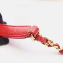 Pre Owned Chanel 19 Disneuf Matelasse Small Hobo Bag Shoulder In Lambskin Leather Red