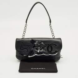 Pre Owned Chanel Black Quilted Leather No.5 Camellia Flap Bag