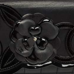 Pre Owned Chanel Black Quilted Leather No.5 Camellia Flap Bag