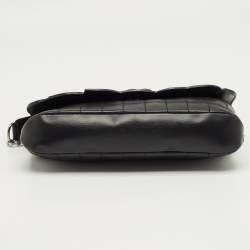 Pre Owned Chanel Black Quilted Leather No.5 Camellia Flap Bag
