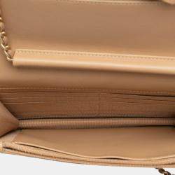 Pre Owned Chanel Brown Quilted Metallic Lambskin CC Chic Wallet on Chain