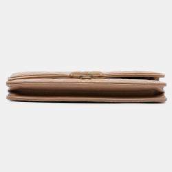Pre Owned Chanel Brown Quilted Metallic Lambskin CC Chic Wallet on Chain