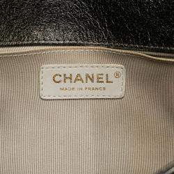 Pre Owned Chanel Black Old Medium Cracked Metallic Calfskin Boy Flap