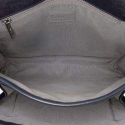 Pre Owned Chanel Navy Blue Medium Caviar French Riviera Flap