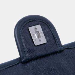 Pre Owned Chanel Navy Blue Medium Caviar French Riviera Flap