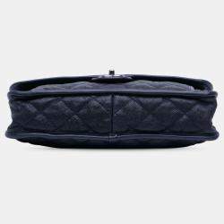 Pre Owned Chanel Navy Blue Medium Caviar French Riviera Flap