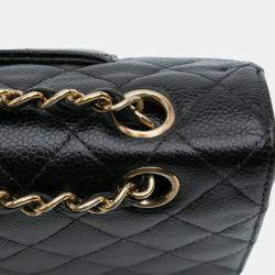 Pre Owned Chanel Black Medium Classic Caviar Double Flap
