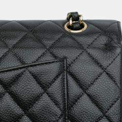 Pre Owned Chanel Black Medium Classic Caviar Double Flap