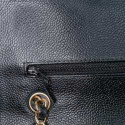 Pre Owned Chanel Black Medium Classic Caviar Double Flap