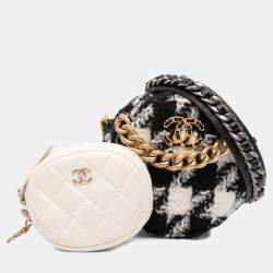 Pre Owned Chanel Multicolor Tweed 19 Round Clutch with Chain and Coin Purse