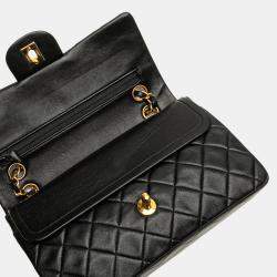 Pre Owned Chanel Black Small Classic Lambskin Double Flap