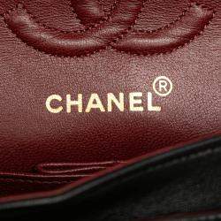Pre Owned Chanel Black Small Classic Lambskin Double Flap