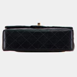 Pre Owned Chanel Black Small Classic Lambskin Double Flap