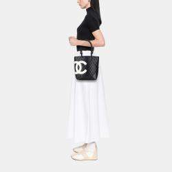 Pre Owned Chanel Black Medium Lambskin Cambon Ligne Tote