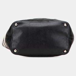 Pre Owned Chanel Black Medium Lambskin Cambon Ligne Tote