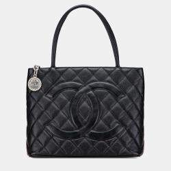 Pre Owned Chanel Black Caviar Medallion Tote