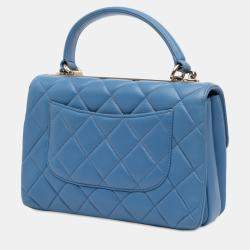Pre Owned Chanel Blue Small Quilted Lambskin Trendy CC Flap