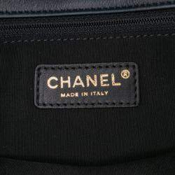 Pre Owned Chanel Blue Medium Bicolor Calfskin Graphic Flap