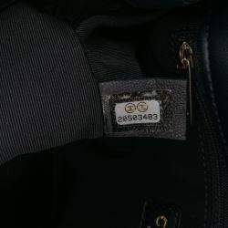 Pre Owned Chanel Blue Medium Bicolor Calfskin Graphic Flap