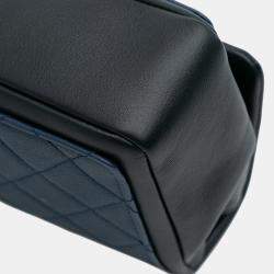 Pre Owned Chanel Blue Medium Bicolor Calfskin Graphic Flap