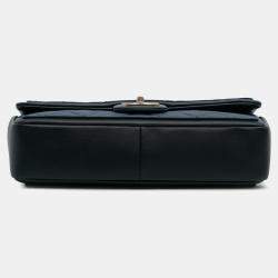 Pre Owned Chanel Blue Medium Bicolor Calfskin Graphic Flap