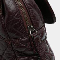 Pre Owned Chanel Burgundy Jumbo Quilted Aged Calfskin New Portobello Flap