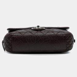 Pre Owned Chanel Burgundy Jumbo Quilted Aged Calfskin New Portobello Flap