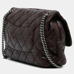 Pre Owned Chanel Burgundy Jumbo Quilted Aged Calfskin New Portobello Flap