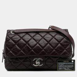 Pre Owned Chanel Burgundy Jumbo Quilted Aged Calfskin New Portobello Flap