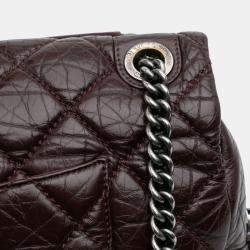 Pre Owned Chanel Burgundy Jumbo Quilted Aged Calfskin New Portobello Flap