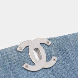 Pre Owned Chanel Blue Medium Double Stitched Denim 19 Flap