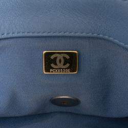 Pre Owned Chanel Blue Medium Double Stitched Denim 19 Flap