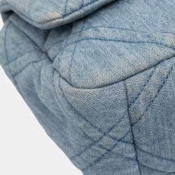 Pre Owned Chanel Blue Medium Double Stitched Denim 19 Flap