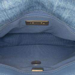 Pre Owned Chanel Blue Medium Double Stitched Denim 19 Flap