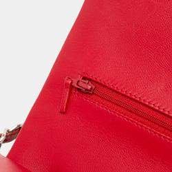 Pre Owned Chanel Red Maxi Classic Patent Double Flap
