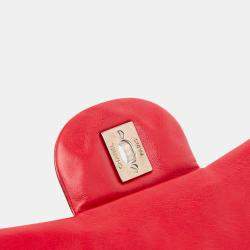Pre Owned Chanel Red Maxi Classic Patent Double Flap