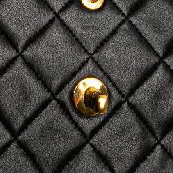 Pre Owned Chanel Black Medium Classic Lambskin Double Flap