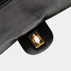 Pre Owned Chanel Black Medium Classic Lambskin Double Flap