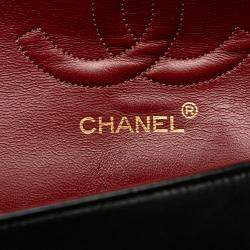 Pre Owned Chanel Black Medium Classic Lambskin Double Flap